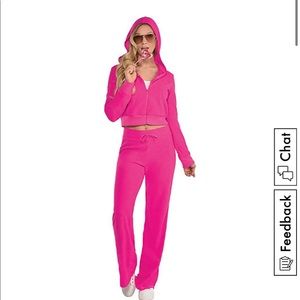 Adult Pink Couture Cutie Velour Tracksuit Costume